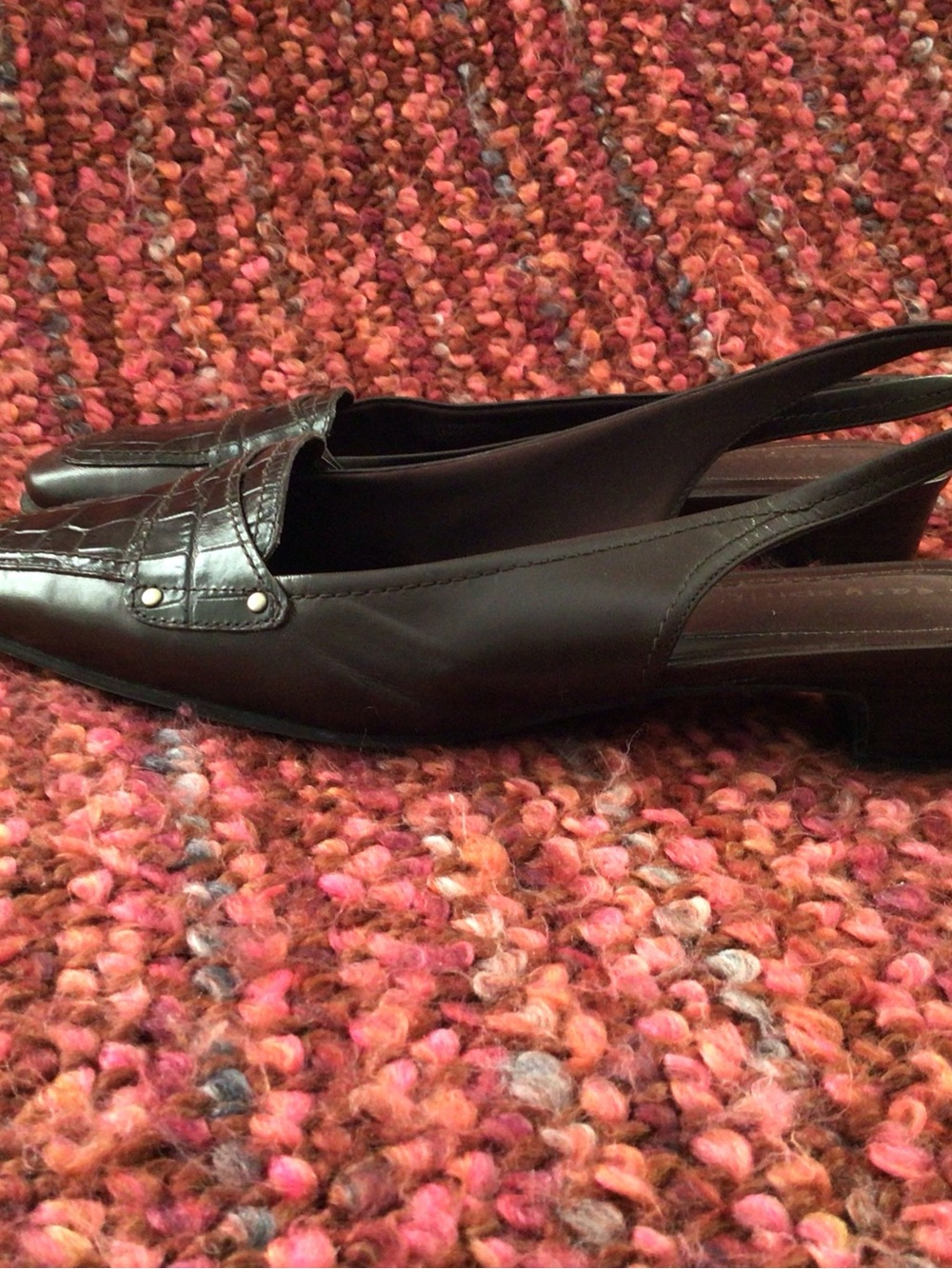 Easy Spirit Brown Leather Croc-Texture Slingback Mules - 8.5W - Picture 2 of 6